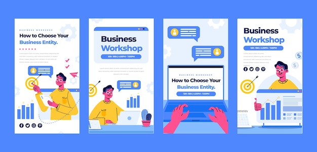 Storie di instagram del pacchetto di social media del workshop aziendale