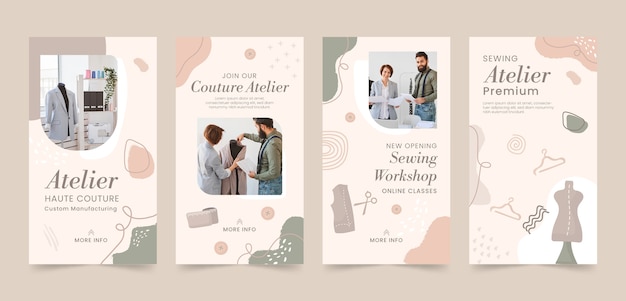 Storie di instagram dell'atelier di sarta minimale
