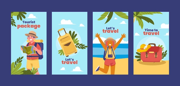 Storie di instagram di agenzie di viaggio disegnate a mano