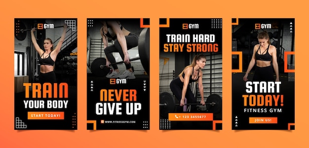 Storie di instagram di allenamento in palestra fitness