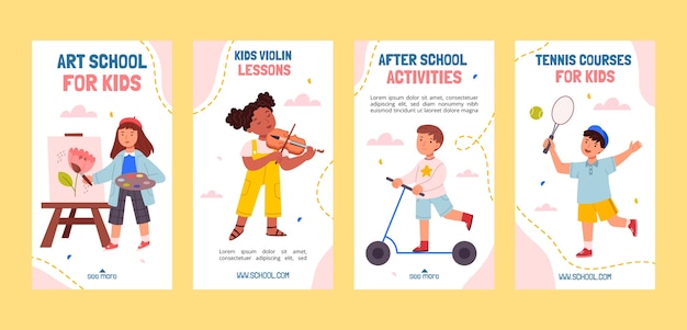 Storie di instagram di attività scolastiche disegnate a mano