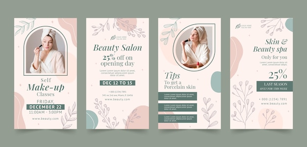 Storie di instagram di beauty spa disegnate a mano