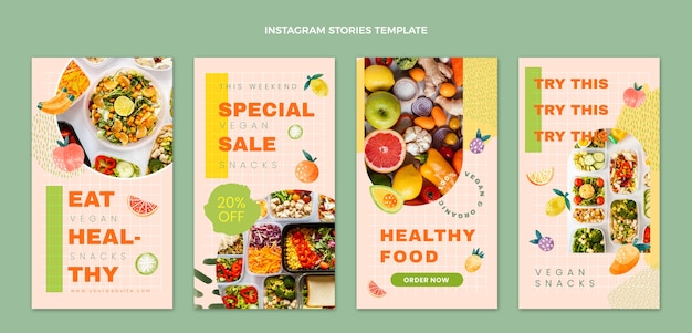 Storie di instagram di cibo ad acquerello