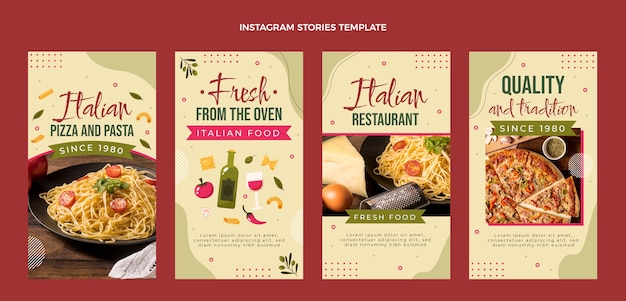 Storie di instagram di cibo dal design piatto