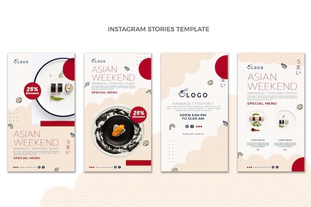 Storie di instagram di cibo in stile piatto