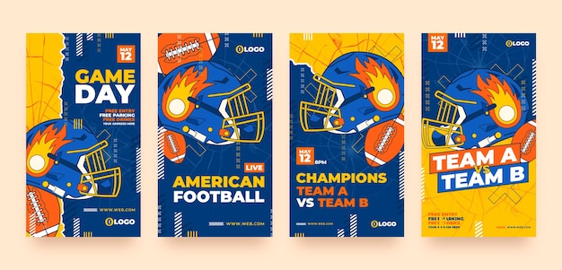 Storie di instagram di football americano disegnate a mano