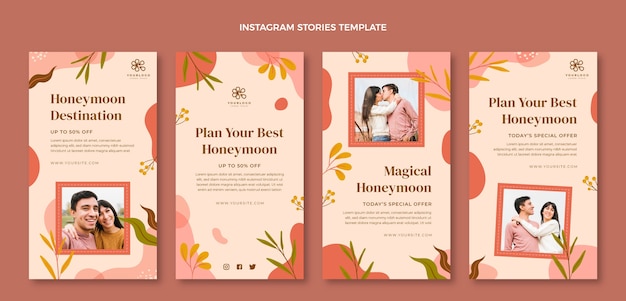 Storie di instagram di luna di miele disegnate a mano