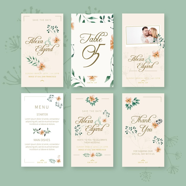 Storie di instagram di matrimonio floreale