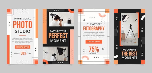 Storie di instagram di studio fotografico minimale