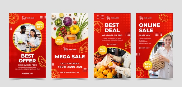 Storie di instagram di supermercati sfumati