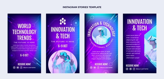 Storie di instagram di tecnologia astratta sfumata