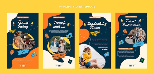 Storie di instagram di viaggio disegnate a mano