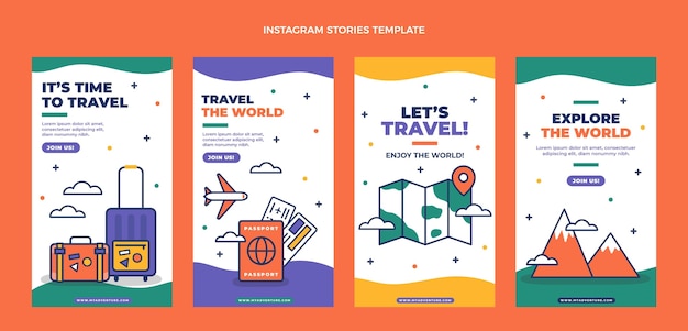 Storie di instagram di viaggio piatto