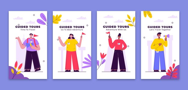 Storie di instagram di visite guidate disegnate a mano