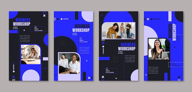 Storie di instagram di workshop aziendali di design piatto