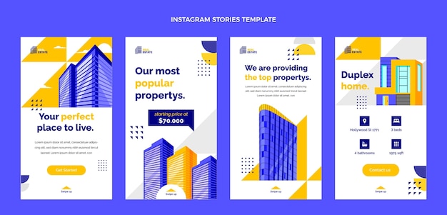 Storie di instagram immobiliari geometriche piatte