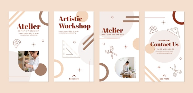 Storie di instagram minimal flat atelier