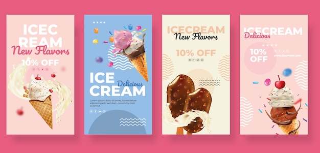 Storie realistiche di instagram di gelato