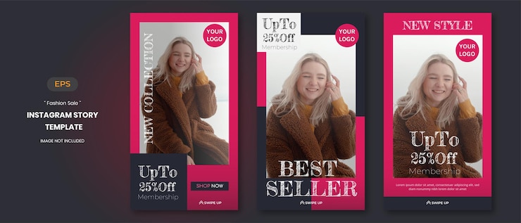 Vettore storie sui social media di vendita di moda