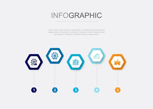 Strategia di promozione del marchio marketing icone di coinvolgimento del marchio del marchio personale Modello di progettazione infografica Concetto creativo con 5 passaggi