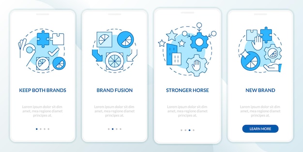 Strategie di consolidamento del marchio schermata blu dell'app mobile di onboarding