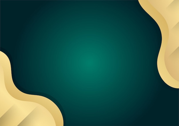 Strato di sovrapposizione verde scuro di lusso astratto con elementi decorativi di forme dorate. Adatto per sfondo di presentazione, banner, pagina di destinazione web, interfaccia utente, app mobile, design editoriale, volantino, banner