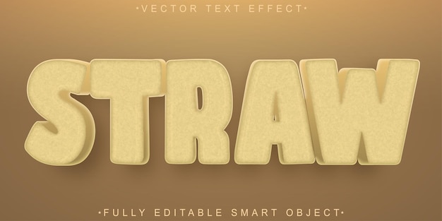Straw Farm Yellow Vector Effetto di testo dell'oggetto intelligente completamente modificabile