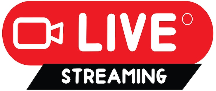 Vettore streaming live imposta icone rosse vettore icona pulsante play