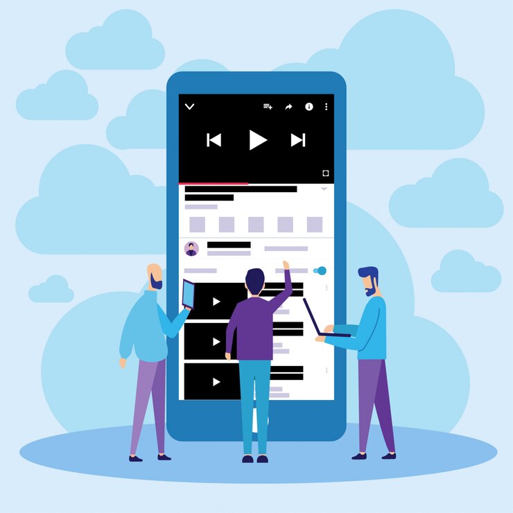 Vettore streaming video di youtube mobile online