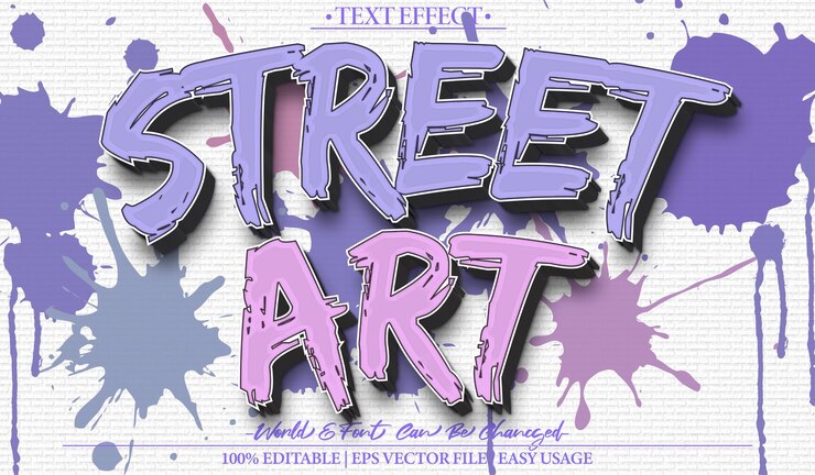 Vettore street art vector text effect editable alphabet urban street grafitti spray splash hip hop