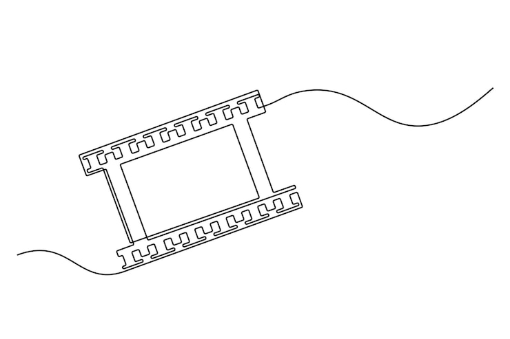 Striscia di film cinematografico a disegno continuo di una linea