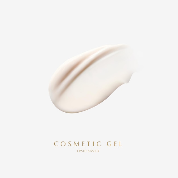 striscio di crema cosmetica, tocco isolato su sfondo bianco.