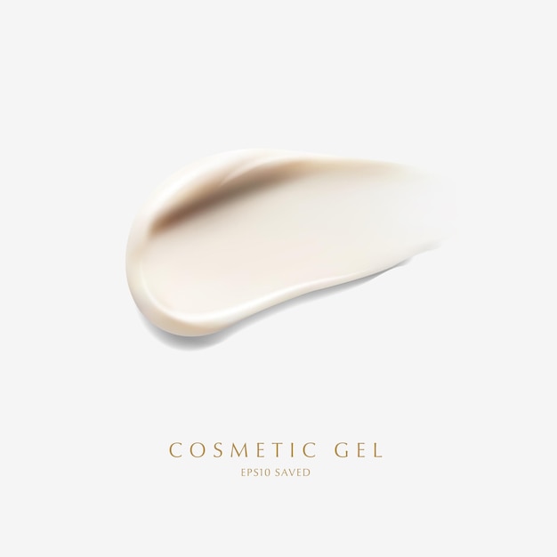 striscio di crema cosmetica, tocco isolato su sfondo bianco.