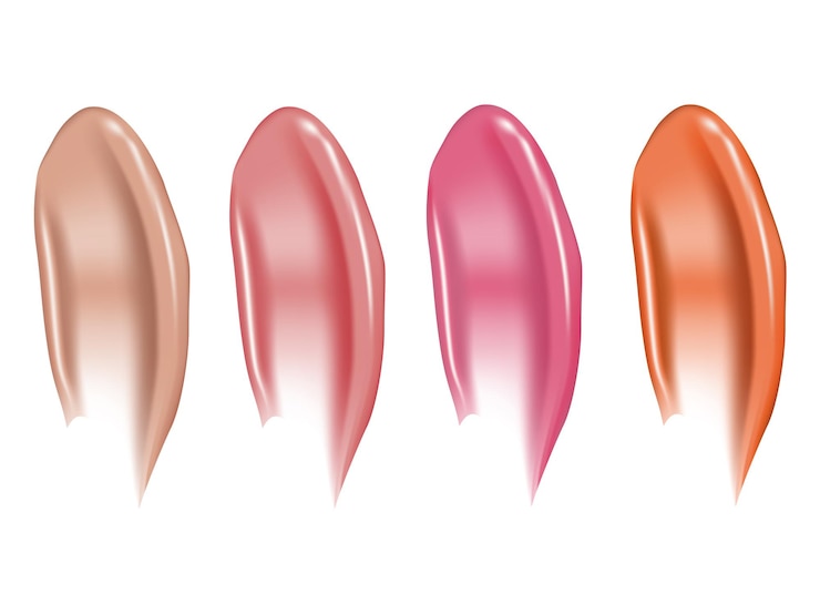 Vettore striscio di rossetto curvy striscio uniformemente macchiato uso del campione di trucco per banner di volantini pubblicitari