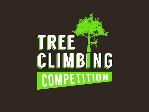 Striscione della competizione di arrampicata sugli alberi Albero verde brillante con arrampicante