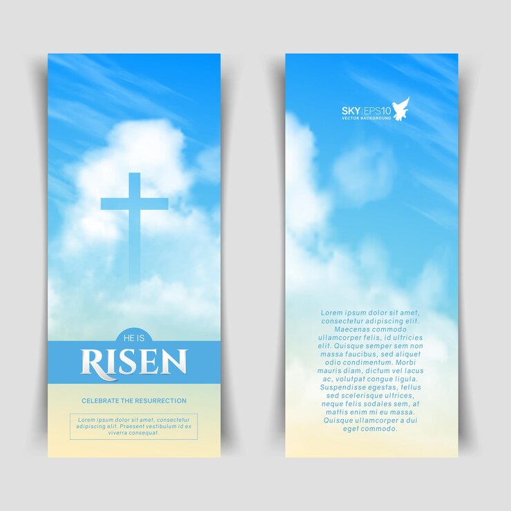 Striscioni vettoriali verticali stretti. Disegno religioso cristiano per la celebrazione della Pasqua.