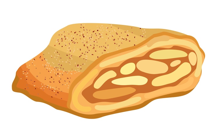 Vettore strudel apple pie illustrazione vettoriale isolata su sfondo bianco