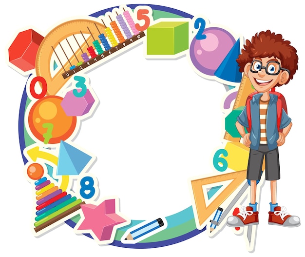 Strumenti educativi colorati e studenti felici
