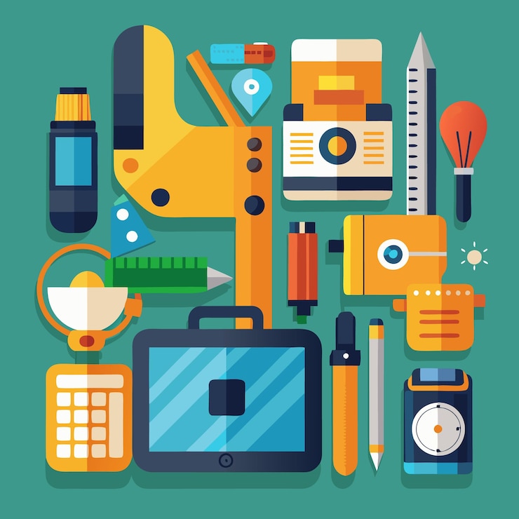 Vettore strumenti essenziali per i professionisti creativi un kit di progettazione completo per i flussi di lavoro moderni