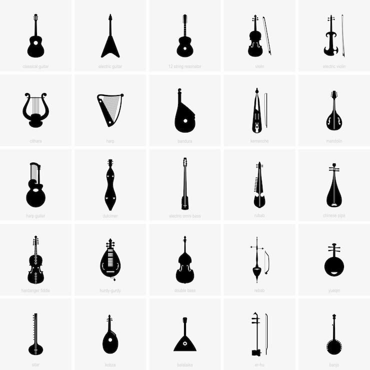 Vettore strumenti musicali a corda