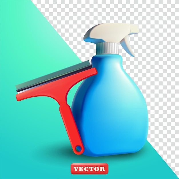 Strumenti per la pulizia di bottiglie spray e vettori 3D Adatti per elementi di igiene e design