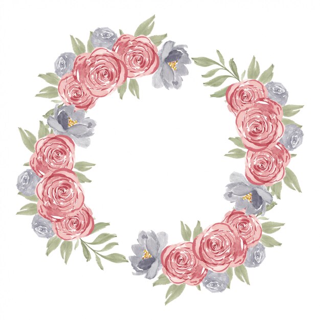 Struttura del cerchio del fiore della rosa dell'acquerello