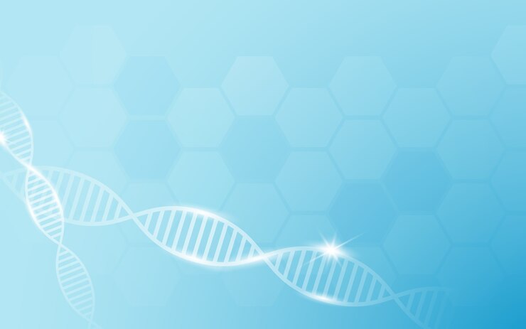 Vettore struttura del dna ed esagoni astratti su sfondo