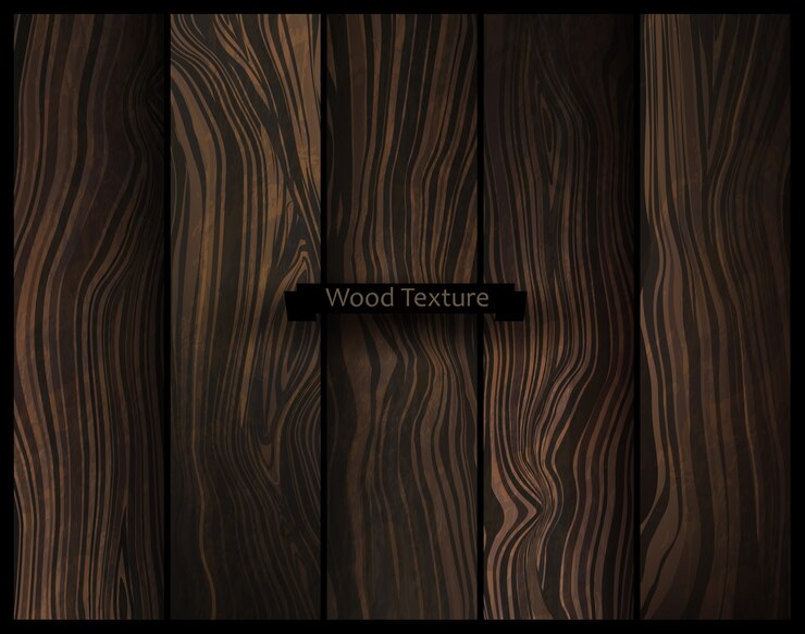 Struttura di legno vettoriale Sfondo di legno scuro naturale.