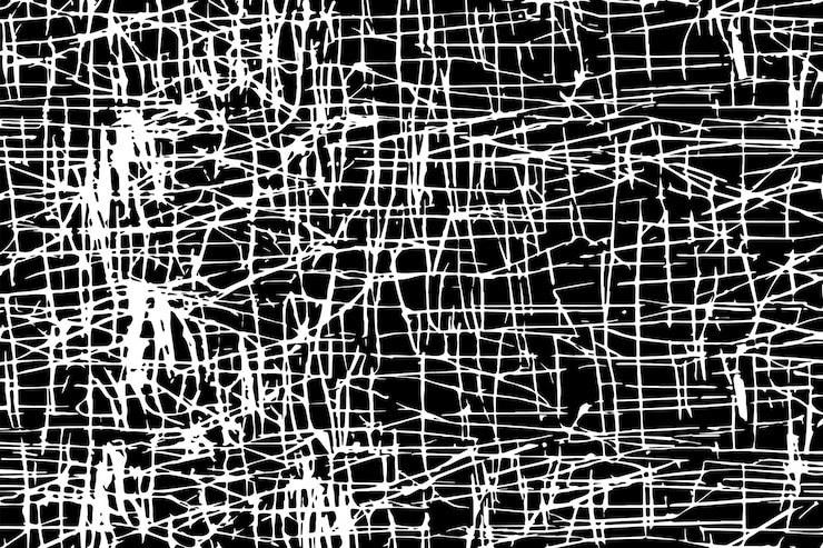 Vettore struttura sgangherata monocromatica in bianco e nero sparsa e graffiata