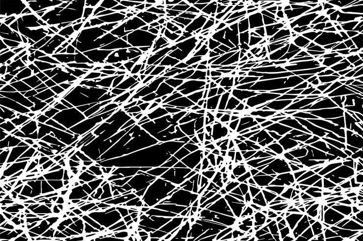Vettore struttura sgangherata monocromatica in bianco e nero sparsa e graffiata