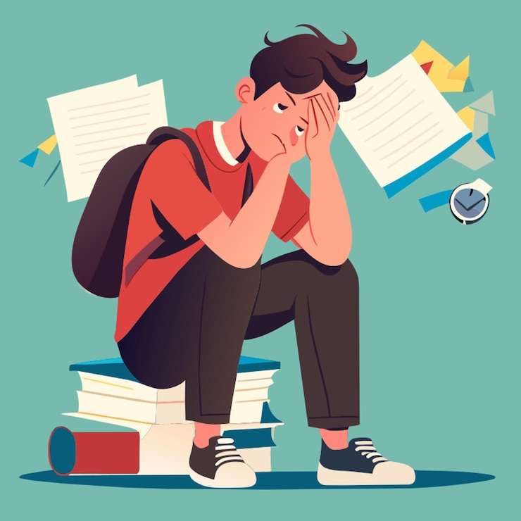 Vettore studente che parla di illustrazione del vettore emotivo piatto 2