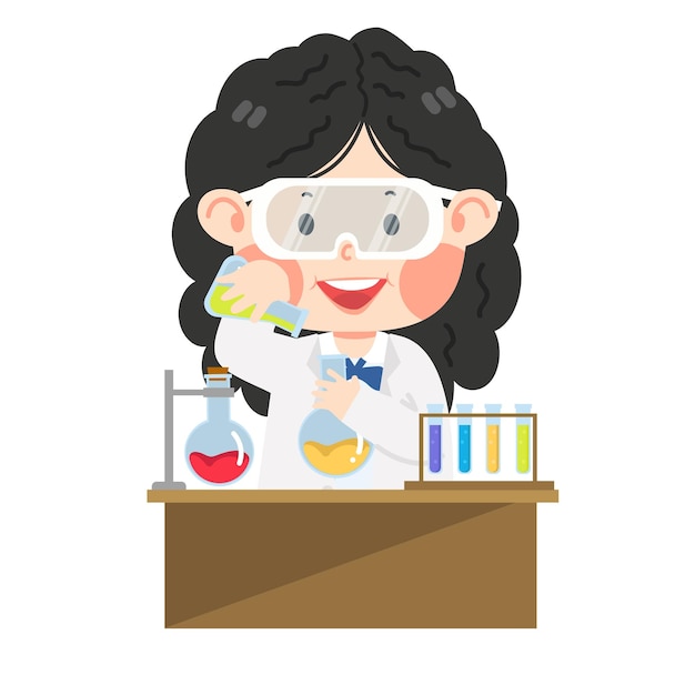 Studentessa carina Lo scienziato fa ricerche in laboratorio
