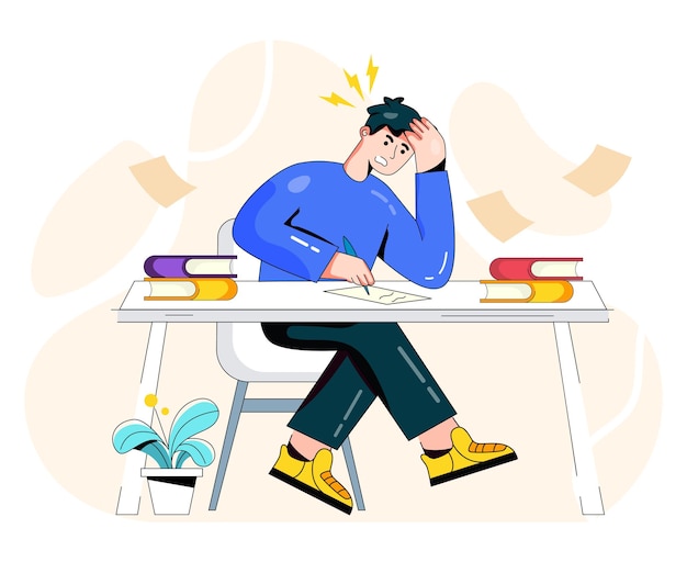 Studenti di classe che alzano le mani illustrazione piatta