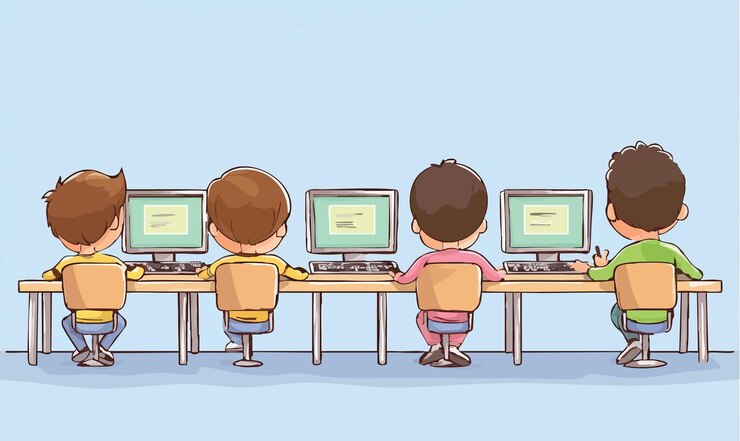 Vettore studenti potenziati impegnati nell'apprendimento indipendente